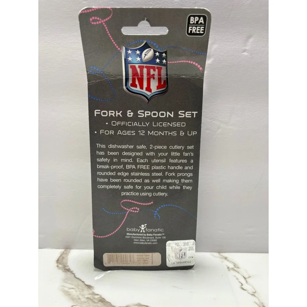 NFL‎ Houston Texans Baby Fanatic Fork and Spoon Set Toddler Cutlery 2pc NEW